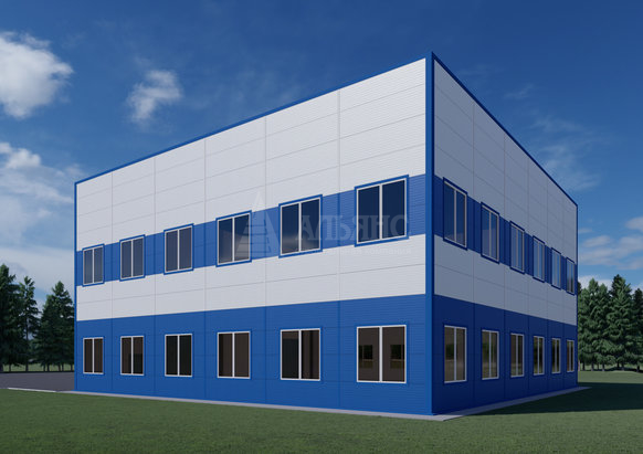 3D визуализация Здание склада с АБК из сэндвич-панелей - фото 4